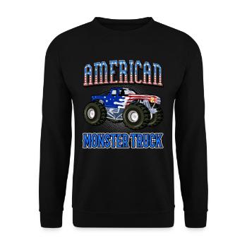 American Monster Truck - Unisex Pullover - Schwarz - Vorne - Alina (178cm) & Michal (187cm)
