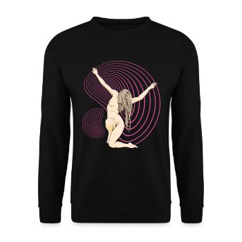 Expliziter Akt nakte Frau erotische Kunst - Unisex Pullover - Schwarz - Vorne - Alina (178cm) & Michal (187cm)