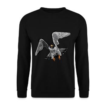 Falknerei Greifvogel Geschenk für Falken Freunde - Unisex Pullover - Schwarz - Vorne - Alina (178cm) & Michal (187cm)