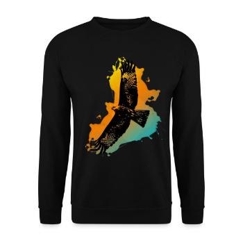Falkner mit Falke Geschenk für Falken Freunde - Unisex Pullover - Schwarz - Vorne - Alina (178cm) & Michal (187cm)