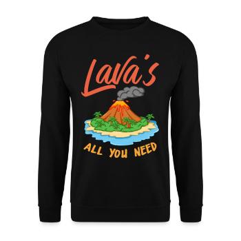 Vulkan Hawaii Vulkanologie Lava - Unisex Pullover - Schwarz - Vorne - Alina (178cm) & Michal (187cm)