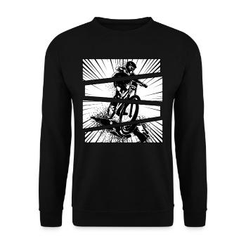 Fahrrad Sport Mountainbiker Offroad Split - Unisex Pullover - Schwarz - Vorne - Alina (178cm) & Michal (187cm)