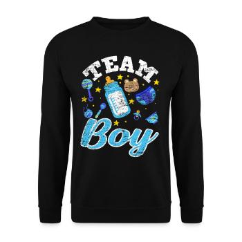 Team Boy Gender Reveal Baby Party - Unisex Pullover - Schwarz - Vorne - Alina (178cm) & Michal (187cm)