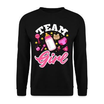 Team Girl Gender Reveal Baby Party - Unisex Pullover - Schwarz - Vorne - Alina (178cm) & Michal (187cm)