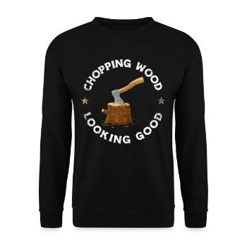 Holzarbeiter Holzhacken - Unisex Pullover - Schwarz - Vorne - Alina (178cm) & Michal (187cm)