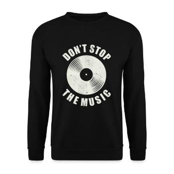 Vintage vinyl record DJ musician saying music - Unisex Sweatshirt - black - Front - Alina (178cm) & Michal (187cm)