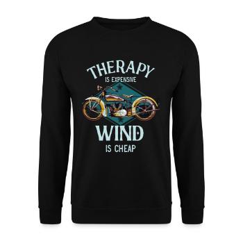 Motorrad Therapie Wind vintage Biker Geschenk - Unisex Pullover - Schwarz - Vorne - Alina (178cm) & Michal (187cm)