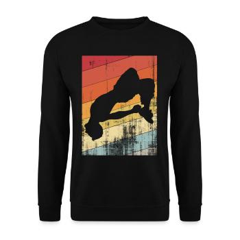 Parkour-Retro - Unisex Pullover - Schwarz - Vorne - Alina (178cm) & Michal (187cm)