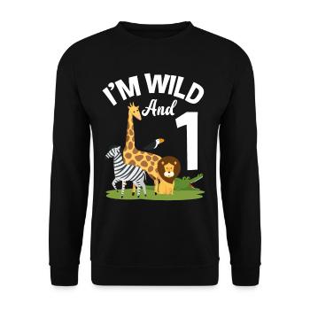 Chemise anniversaire 1er anniversaire jungle one - Sweat-shirt Unisexe - noir - Devant - Alina (178cm) & Michal (187cm)