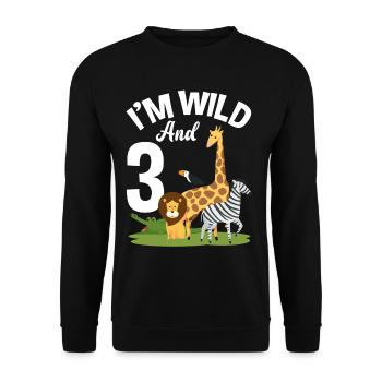 Chemise anniversaire 3ème anniversaire jungle trois - Sweat-shirt Unisexe - noir - Devant - Alina (178cm) & Michal (187cm)