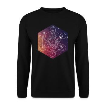 Sacred Geometry Metatrons Cube Mandala - Unisex Sweatshirt - black - Front - Alina (178cm) & Michal (187cm)