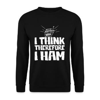 I Think Therefore I Ham Pun - Unisex Sweatshirt - black - Front - Alina (178cm) & Michal (187cm)