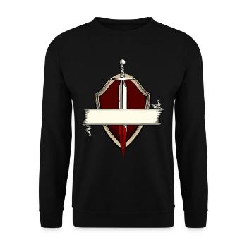 Sword banner coat of arms medieval sword fight - Unisex Sweatshirt - black - Front - Alina (178cm) & Michal (187cm)