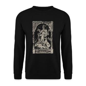 Vintage Viking Odin Wotan Odhin Thor Norse - Unisex Sweatshirt - black - Front - Alina (178cm) & Michal (187cm)