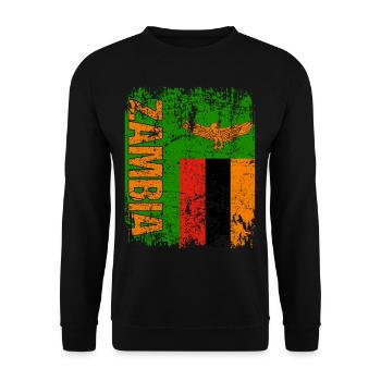 Zambia Flagge - Unisex Pullover - Schwarz - Vorne - Alina (178cm) & Michal (187cm)