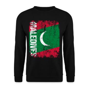 Maledives Malediven Flagge große Fahne Retro - Unisex Pullover - Schwarz - Vorne - Alina (178cm) & Michal (187cm)