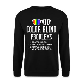 Farbenblind Blindheit Brille Fraben Bilnd - Unisex Pullover - Schwarz - Vorne - Alina (178cm) & Michal (187cm)