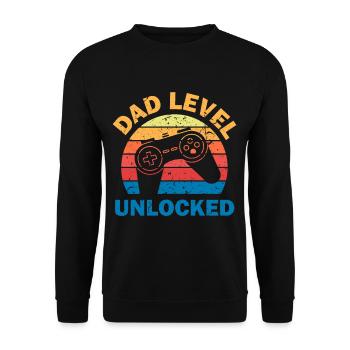 Dad Level Unlocked to become a father - Unisex Sweatshirt - black - Front - Alina (178cm) & Michal (187cm)