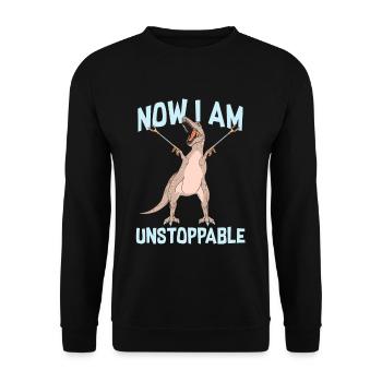 Dinosaurier unstoppable - Unisex Pullover - Schwarz - Vorne - Alina (178cm) & Michal (187cm)