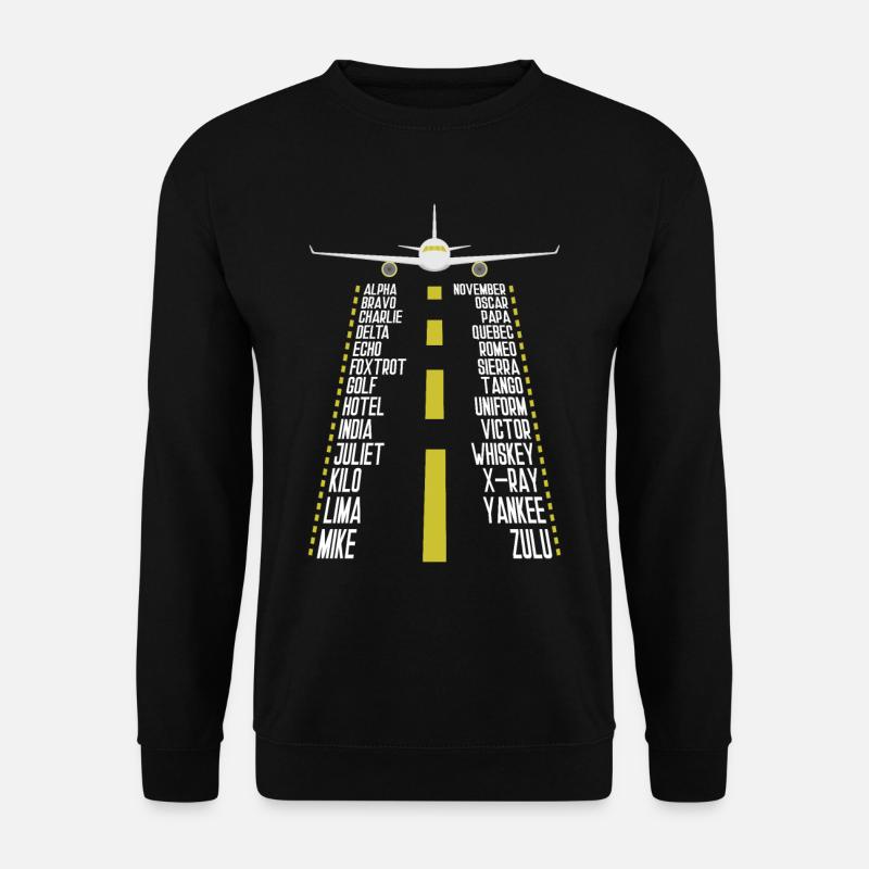 Piloten-Alphabet fürs Fliegen, Flugzeug, - Unisex Pullover - Schwarz