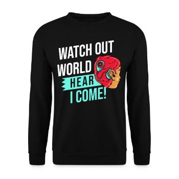 Cochlear Implant Deaf Deaf Deafness - Unisex Sweatshirt - black - Front - Alina (178cm) & Michal (187cm)