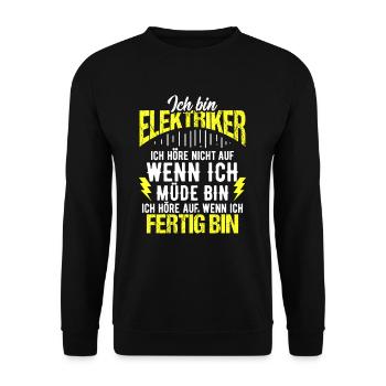 Elektriker (Meister), Installateur Geschenk-Idee I - Unisex Pullover - Schwarz - Vorne - Alina (178cm) & Michal (187cm)