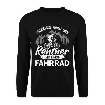 Fahrrad Rentner Rad Fahrrad E-bike Spruch Geschenk - Unisex Pullover - Schwarz - Vorne - Alina (178cm) & Michal (187cm)