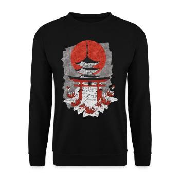 Japanese castle - Unisex Sweatshirt - black - Front - Alina (178cm) & Michal (187cm)