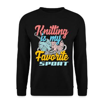 Stricken Lieblingssport Hobby Geschenkidee - Unisex Pullover - Schwarz - Vorne - Alina (178cm) & Michal (187cm)