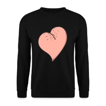 Haariger Hintern lustige Herz förmiger Arsch - Unisex Pullover - Schwarz - Vorne - Alina (178cm) & Michal (187cm)