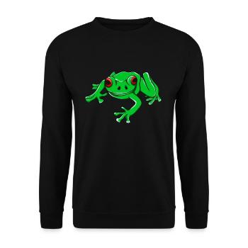 Baumfrosch grün Illustration Amphibie - Unisex Pullover - Schwarz - Vorne - Alina (178cm) & Michal (187cm)