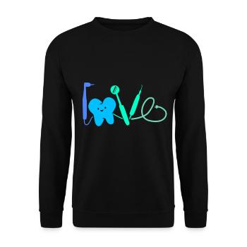 Zahnärztin Liebe - Unisex Pullover - Schwarz - Vorne - Alina (178cm) & Michal (187cm)