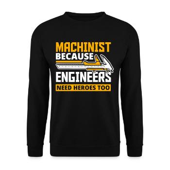 Stolzer Maschinist - Unisex Pullover - Schwarz - Vorne - Alina (178cm) & Michal (187cm)