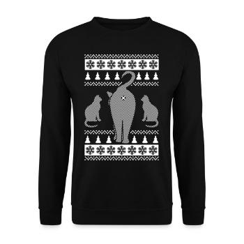 UGLY CHRISTMAS Cat Gift Cats Ass for Cat Owner - Unisex Sweatshirt - black - Front - Alina (178cm) & Michal (187cm)