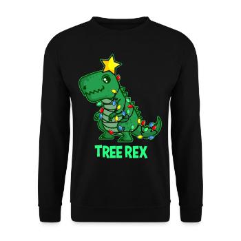 UGLY CHRISTMAS TREX Gift T REX Dino for Dad - Unisex Sweatshirt - black - Front - Alina (178cm) & Michal (187cm)