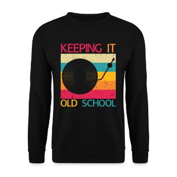 Keeping It Old School Vinyle - Sweat-shirt Unisexe - noir - Devant - Alina (178cm) & Michal (187cm)