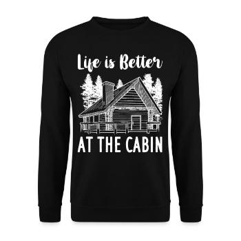 Cabane de montagne refuge chalet cabane en bois - Sweat-shirt Unisexe - noir - Devant - Alina (178cm) & Michal (187cm)