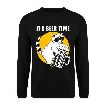 Waschbär Bier Alkohol - Unisex Pullover - Schwarz - Vorne - Alina (178cm) & Michal (187cm)