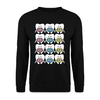 Zahnspange Zahnarzt Zahnärztin - Unisex Pullover - Schwarz - Vorne - Alina (178cm) & Michal (187cm)