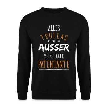 Paten-Tante Tauf-Patin Patenkind Geschenk-Idee I - Unisex Pullover - Schwarz - Vorne - Alina (178cm) & Michal (187cm)