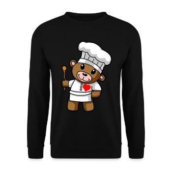 Koch Teddy Chefkoch Restaurant Berufe kochen - Unisex Pullover - Schwarz - Vorne - Alina (178cm) & Michal (187cm)