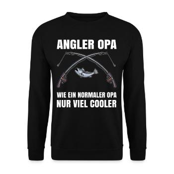 Angler Geschenk - Opa Fisch - Unisex Pullover - Schwarz - Vorne - Alina (178cm) & Michal (187cm)
