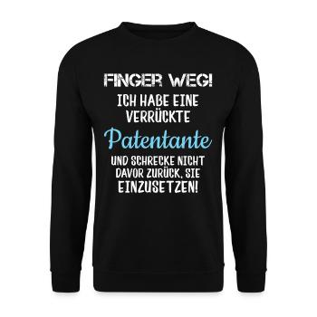 Patentante Taufpatin Patenkind Geschenk-Idee - Unisex Pullover - Schwarz - Vorne - Alina (178cm) & Michal (187cm)