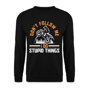 Motocross Folge Mir Nicht Motocrossfahrer Geschenk - Unisex Pullover - Schwarz - Vorne - Alina (178cm) & Michal (187cm)
