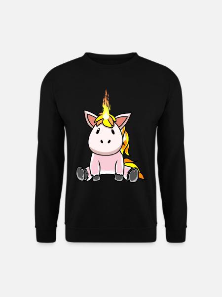Feurig Feuer Flamme Hitze Einhorn Fantasy - Unisex Pullover - Schwarz