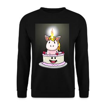 Cake Cake Candy Birthday Cake Candle - Unisex Sweatshirt - black - Front - Alina (178cm) & Michal (187cm)
