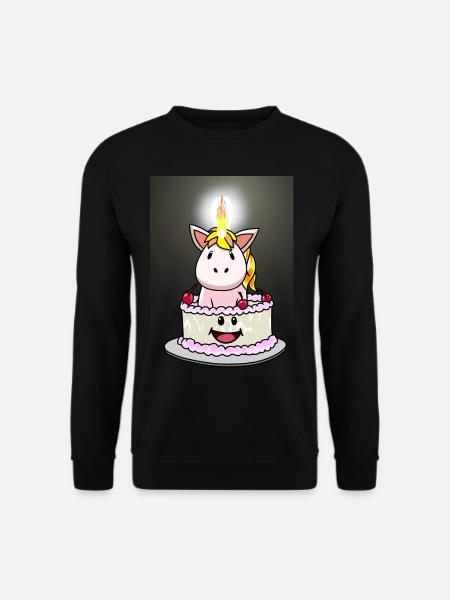 Torte Kuchen Süßigkeiten Geburtstagstorte Kerze - Unisex Pullover - Schwarz