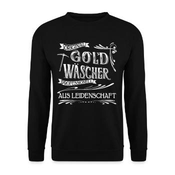 Goldwaschen Goldschürfen cooles Retro Design - Unisex Pullover - Schwarz - Vorne - Alina (178cm) & Michal (187cm)
