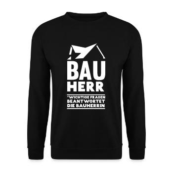 Bauherr 2021 I Hausbau, Bauherren, Richtfest - Unisex Pullover - Schwarz - Vorne - Alina (178cm) & Michal (187cm)