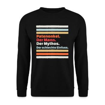 Onkel, Patenonkel und Taufpate Geschenkidee - Unisex Pullover - Schwarz - Vorne - Alina (178cm) & Michal (187cm)